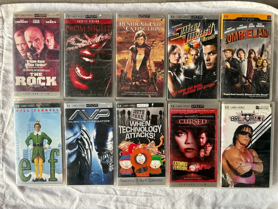 PSP UMD VIDEO LOT 28 MOVIES N Cases some Loose.  FAMILY ACTION COMEDY HORROR Foto 1 de 4