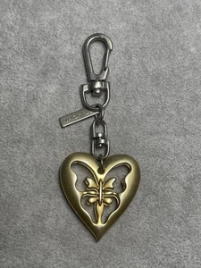 St John KeyChain Gold Silver Tone Butterfly Heart Neiman Marcus - Picture 1 of 7