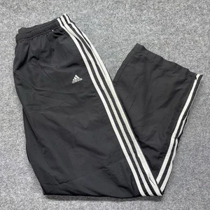 Y2K Adidas Track Pants Mens Large Black Ankle Zipper Mesh Lined Striped Athletic - Picture 1 of 17