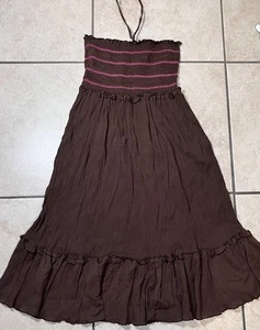 Vintage Y2K Halter Neck Cotton Summer Boho Flowy Western Rodeo Mini Dress M - Picture 1 of 5