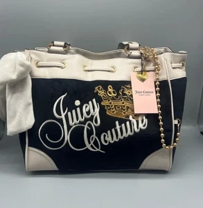 Juicy Couture The Key to Juicy Large Tote Handbag Black & Cream NWT - Picture 1 of 1
