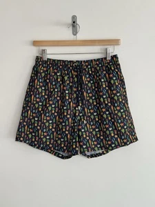 Pantalones Cortos de Natación Zara Hombre Estilo Vintage Azul Marino Con Loros Cactus Piñas M - Imagen 1 de 14