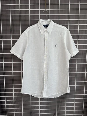 Ralph Lauren Vintage Linen Button Down Short Sleeve Shirt Mens Size M White - Image 1 of 4
