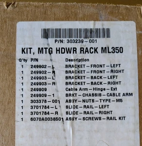 HP 303239-001 KIT MTG Hardware Rack ML350 - NUEVO Completo en Caja HP - Imagen 1 de 6