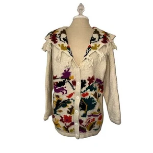 Kitty Hawk By Vivian Wang Wool Blend Tassel Floral Pattern Button Cardigan S - Picture 1 of 8