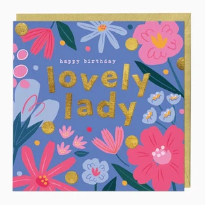 Whistlefish Lovely Lady Happy Birthday Art Card Flowers Greetings F167 - Picture 1 of 1