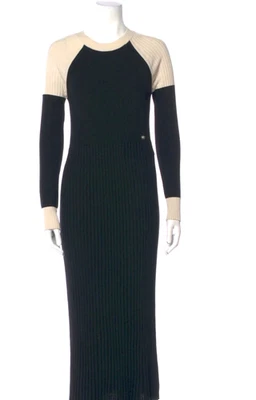 Vestido Suéter Chanel Pre-Otoño 2019 Blanco y Negro Bloques de Color Nuevo con Etiquetas $2700 Talla 42 Foto 1 de 4