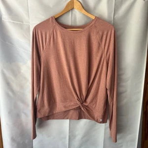 Apana Twist Hem Top Long Sleeve Yoga Pullover Activewear Womens Large Pink - Picture 1 of 5