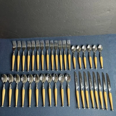 Cubiertos Gibson Mid Century estilo moderno punta de bola atómica acero inoxidable 38 piezas Foto 1 de 4