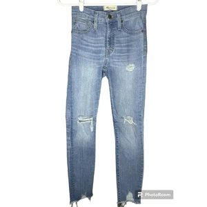 Madewell Light Wash Distressed Blue 9” Hi Rise Hi Waisted Skinny Jeans Size 23 - Picture 1 of 6