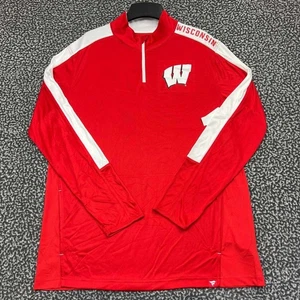 Camisa Wisconsin Badgers Hombres Grande Roja Fanáticos Manga Larga Cuarto Cremallera Nueva L - Imagen 1 de 7