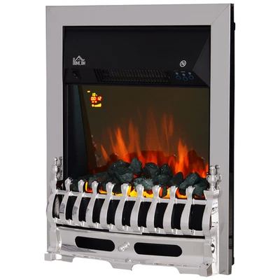 LED FLAME ELECTRIC FIREPLACE 1000W/2000W ADJUSTABLE SILVER - Image 1 of 4