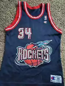 Vtg Hakeem Olajuwon Houston Rockets NBA Champion Jersey Sz Men's 40 M - Picture 1 of 9