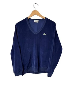 Vintage 80s Izod Lacoste Blue Velvet Long Sleeve Women’s Large - Picture 1 of 4