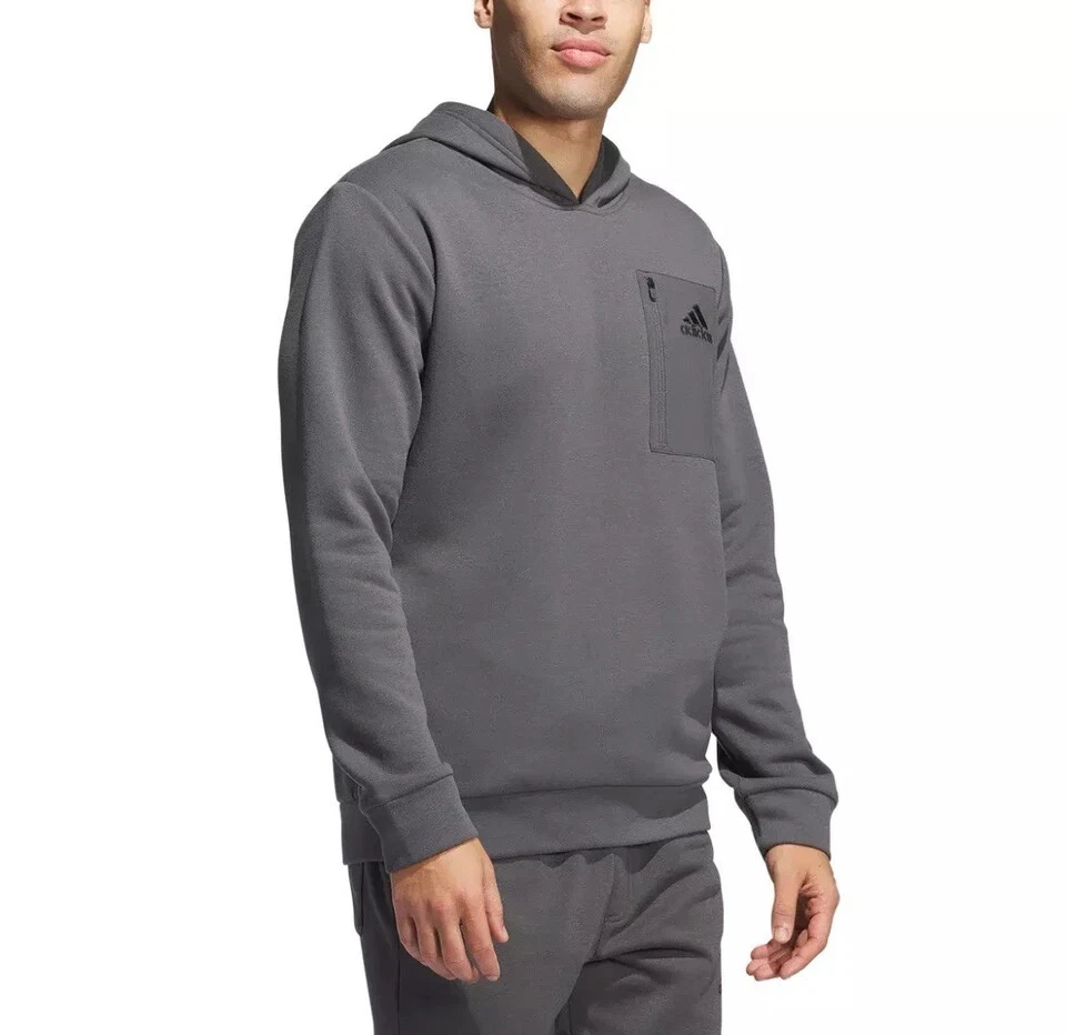 adidas Men’s Fleece Pullover Hoodie Kangaroo Pocket Logo Sweatshirt S-2XL Gray B - Image 1 of 1