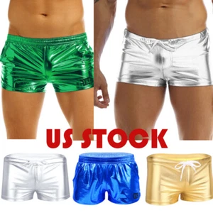 Men Stretchy Boxer Shorts Shiny Metallic Low Rise Pants Trunks Costume Underwear - Picture 1 of 75