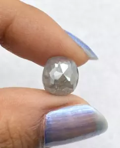 NATURAL DIAMOND 3.22TCW GRAY COLOR OVAL ROSECUT FOR EXPENSIVE RETIREMENT GIFT - Picture 1 of 15