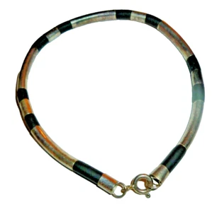 925 Sterling Silver 8" Silicon Bracelet Vintage - Picture 1 of 4