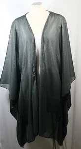 Übergröße Poncho Stil Strickjacke, grau mit glänzenden Streifen, Chiffon, 1X-2X oder 3X-4X - Bild 1 von 3