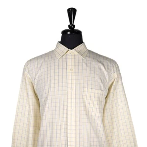 Brooks Brothers Mens Dress Shirt Button Down Yellow Blue Plaid Non Iron 17.5 33 - Picture 1 of 8