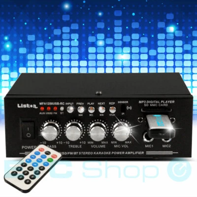 Karaoke Verstärker MP3 Bluetooth Party Anlage USB SD Fernbedienung schwarz Radio - Bild 1 von 4