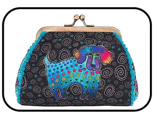 Bolso Monedero Laurel Burch "Poodle & Pup" ~ Perro LB5902C Lona 5.5"x4.75" - Imagen 1 de 1