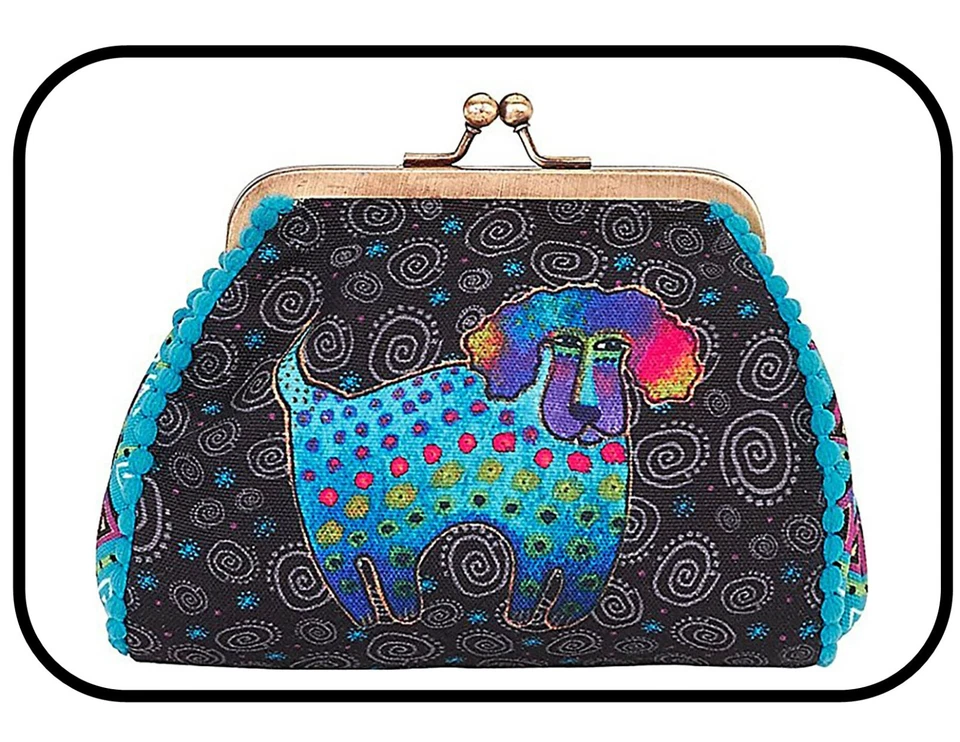 Bolso Monedero Laurel Burch "Poodle & Pup" ~ Perro LB5902C Lona 5.5"x4.75" Foto 1 de 1
