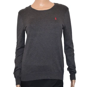 RALPH LAUREN Sport Silk Cotton Lightweight Gray Sweater Size M - Picture 1 of 7