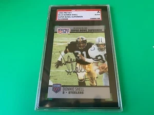 Donnie Shell Steelers 1990 Pro Set Tarjeta Firmada Automática Certificado SGC ENCAPSULADA - Imagen 1 de 2