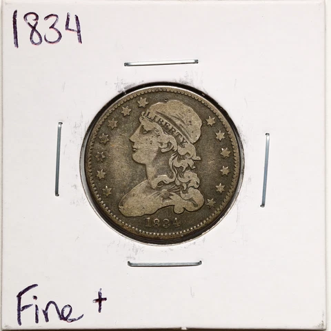 1834 25C Capped Bust Quarter Dollar in Fine+ Condition #10825 Cover