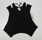 Crave Fame Strappy Cold Shoulder Short Sleeve Top Black Juniors Size Small