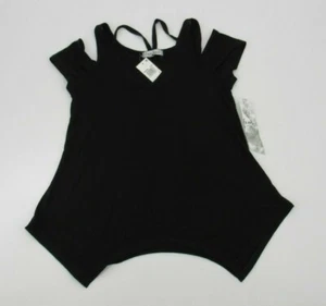 Crave Fame Strappy Cold Shoulder Short Sleeve Top Black Juniors Size Small - Picture 1 of 4