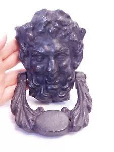 Antique Heavy Large Cast Iron Door Knocker Doorknocker Bacchus - Picture 1 of 9