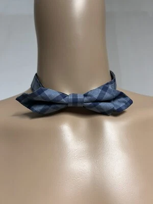 Tommy Hilfiger Plaid Pre-Tied, Men’s Bow Tie. Blue. The Diamond Point Style. - Image 1 of 4