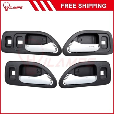 For 94-97 Honda Accord Chrome Interior Rh Lh Front Rear Black 4Pcs Door Handles Foto 1 de 4