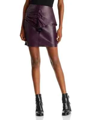 Saia de Couro Sintético Iro Paris L10140 Feminina Berry Hita Ruched Tamanho 40 - Imagem 1 de 4