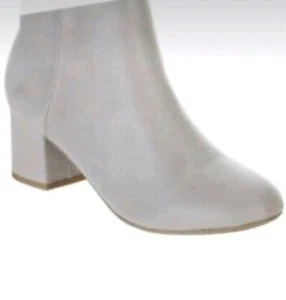 Women's Closed Round Toe Chunky Stacked Block Heel Ankle Bootie - Smoke Imsu S10 - Picture 1 of 2