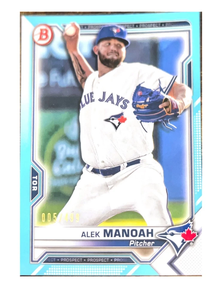 2021 Bowman [Sky Blue Paper] #BP-27 Alek Manoah 005/499 - Image 1 of 2