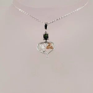 Chrome Diopside Celtic-Necklace, Celtic Design, Rose Gold Plated Accents - Picture 1 of 4