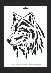 Wandschablone Maler T-shirt Schablone W-090 Wolf ~ UMR Design - Picture 1 of 2