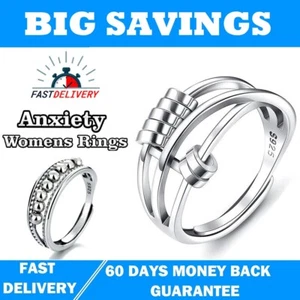Anello Ansia Donna Argento Sterling 925 Anello Fidget Spinner Fascia Sollievo Stress - Foto 1 di 2