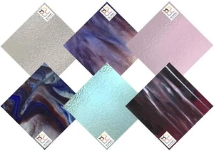 Wissmach 6 Sheet Mixed Color Variety Stained Glass and Mosaic Glass (8"X6") - Picture 1 of 2