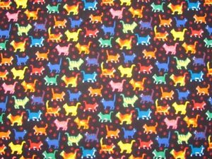 20" x 43" Cats Mini Delights Kittens Colorful Felines R Kaufman on Cotton Fabric