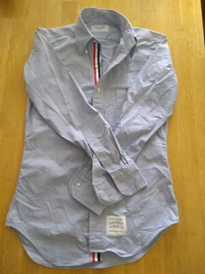 NWOT Thom Browne Blue Oxford Grosgrain Button Down TB1 14.5-32 Small - Picture 1 of 9