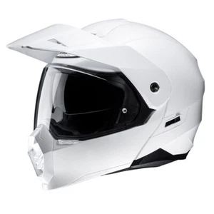 HJC C80 PLAIN GLOSS WHITE FLIP FRONT ADVENTURE MOTORCYCLE HELMET - Picture 1 of 2