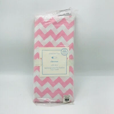 New Pottery Barn Kids Pink Chevron Crib Skirt Cottage Core Shabby  - Image 1 of 3