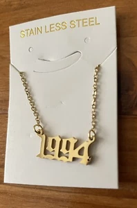 1 Pcs 1994 birthyear necklace gold toned stainless steel unisex jewellery Hiphop - Picture 1 of 3