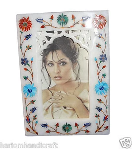 Marble Photo Frame Rare Malachite Floral Inlay Arts Halloween Decor Gifts H094 - Imagen 1 de 6