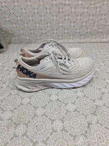 Hoka One One Arahi 4 Running Shoe Sneaker Womens 6.5 Gray White Light Pink Shoes - Picture 1 of 14