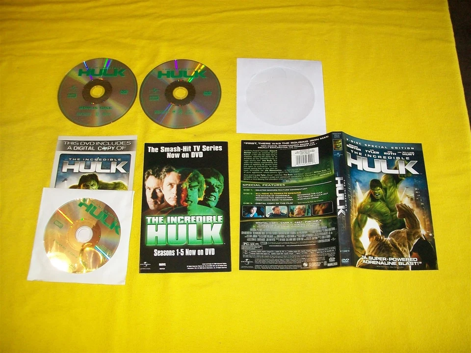 THE INCREDIBLE HULK DVD AND BACKER ONLY NO CASE MARVEL 3 DISC SPECIAL EDITION Foto 1 de 1